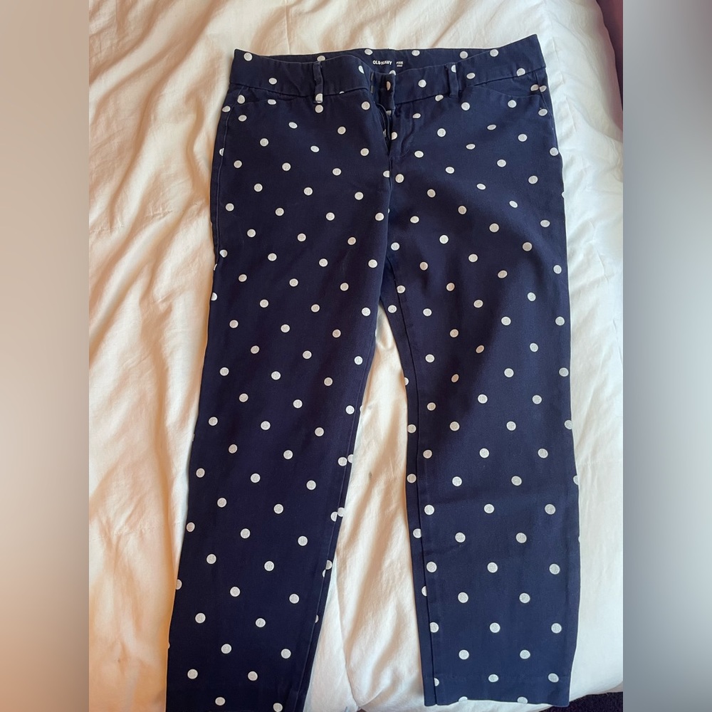 Old Navy Poka Dot Navy Pixie Pants